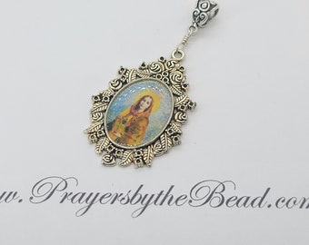 St Dymphna Pendant,Patron Saint of Anxiety,Cameo,Mental illness,Psychologists,victims of incest,Rose Frame~ Prayers by the Bead