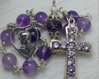 Sterling Amethyst Rosary,Unbreakable heirloom, Purple Decade Chaplet~ Catholic gift, Prayers by the bead