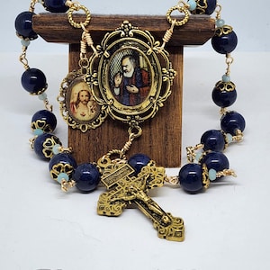 Padre Pio Catholic Rosary, Large Gem Man Rosary,Car Rosary,Patron Saint of Stress~ Mystic Saint,Pardon Crucifix~Prayers by the Bead