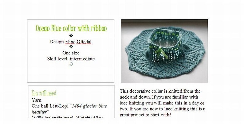 Ocean Blue Collar PDF Knitting Pattern. 画像 5