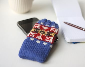 Fair Isle iPhone Sock - PDF knitting pattern