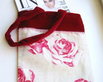 SALE Luxury Bag of Roses and Velvet with Pink and Silver Beade Trim