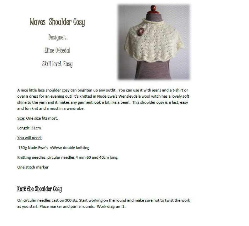 Wave Shoulder Cozy PDF Knitting pattern. image 4