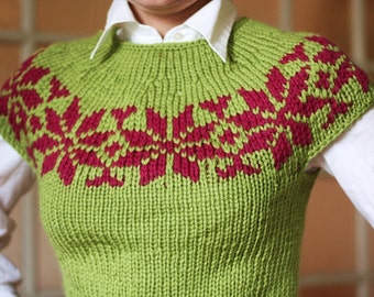 Nordic Rose Top - PDF Knitting Pattern.