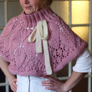 SALE Lovely Hand Knit Lacy Leaf Capelet image 1