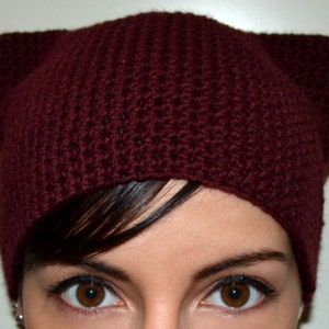 Made in Italy, italian premium wool Minimal Kitty hat, cat ears, crochet knit hat, skullcap, beanie Made to order image 1