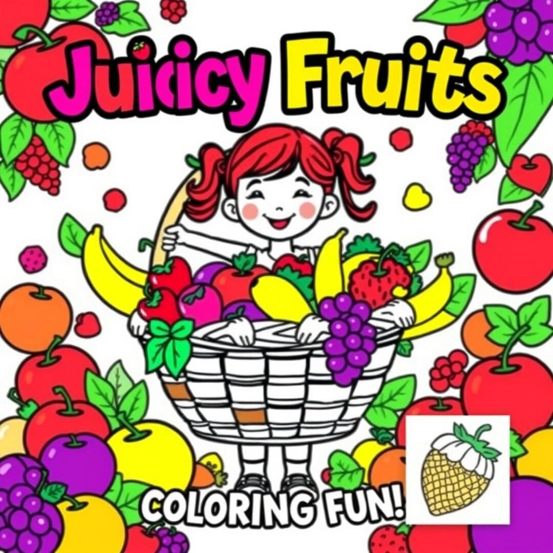 Fruit-themed Coloring Book Covers - Set of 4 Vibrant & Playful Designs ...