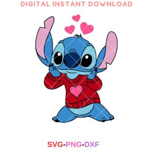 In Love Stitch Svg, Love Svg, Valentine’s Day Svg, Kawaii Svg, Cricut, Silhouette Vector Cut File