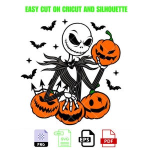 Jack Skellington Pumpkin Svg, Halloween Svg, Spooky Season Svg, Trick or Treat Svg, Cricut, Silhouette Vector Cut File