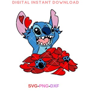 Stitch Love Day Svg, Love Svg, Valentine’s Day Svg, Kawaii Svg, Cricut, Silhouette Vector Cut File