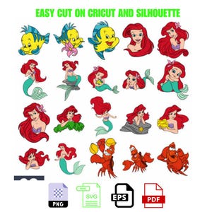 Layered Ariel Little Mermaid Svg Bundle, Instant Download, Bundle For Cricut, Silhouette Vector SVG PNG DXF Cut File