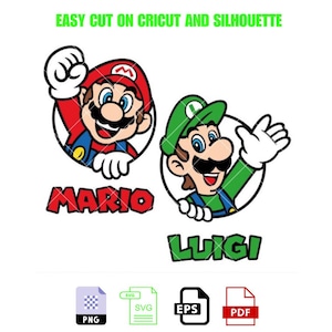 Mario & Luigi Bundle Svg, Mario Characters Svg, Super Mario Svg, Mario Bros Svg, Cricut, Silhouette Vector Cut File
