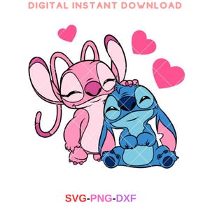 Valentine Stitch and Angel Heart Svg, Love Svg, Valentine’s Day Svg, kawaii Svg, Cricut, Silhouette Vector Cut File