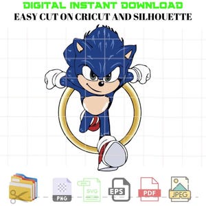 Sonic Runners Sonic personnage de dessin animé SVG, Svg visage Sonic, Sonic Head Svg, Svg en couches, Cricut, fichier de coupe Silhouette vecteur