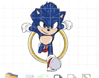 Sonic Runners Sonic Cartoon Character SVG, Sonic Face Svg, Sonic Head Svg, Layered Svg, Cricut, Silhouette Vector Cut File