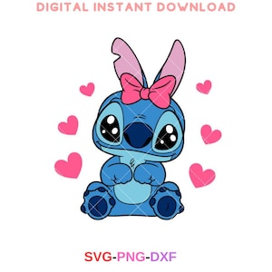 Cute Baby Stitch Svg, Love Svg, Valentine’s Day Svg, Kawaii Svg, Cricut, Silhouette Vector Cut File