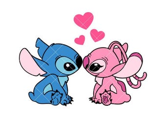 Stich und Engel-Svg, Liebes-Svg, Valentinstag-Svg, Kawaii-Svg, Cricut, Silhouette-Viertel-Schnitt-Datei
