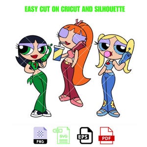 Powerpuff Girls Bundle Svg, Blossom Eyes Svg, Buttercup Svg, Bubbles Svg, Cricut, Silhouette Vector Cut File