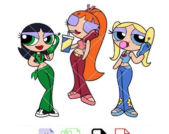 Powerpuff Girls Bundle Svg, Blossom Eyes Svg, Buttercup Svg, Bubbles Svg, Cricut, Silhouette Vector Cut File