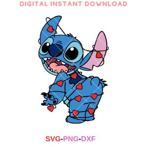 Stitch Valentine’s Day Lights Svg, Love Svg, Valentine’s Day Svg, Kawaii Svg, Cricut, Silhouette Vector Cut File