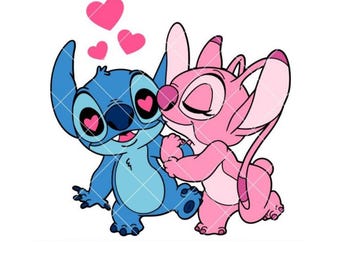 Stich und Engel-Svg, Liebes-Svg, Valentinstag-Svg, Kawaii-Svg, Cricut, Silhouette-Viertel-Schnitt-Datei