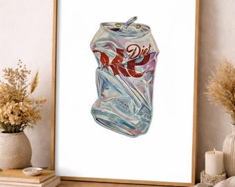 Crushed Diet Coke Can Print, Modern Pop Art (Digital Download)