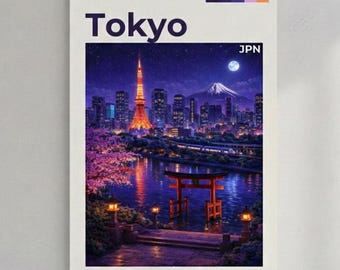 Tokyo Night Cityscape Poster | Matte Vertical Print