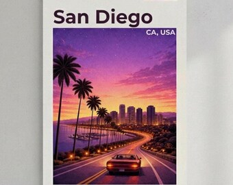 San Diego Sunset Road Poster | Matte Vertical Poster