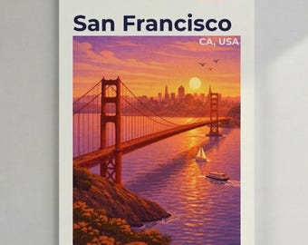 San Francisco Sunset Golden Gate Bridge Poster | Matte Vertical Poster