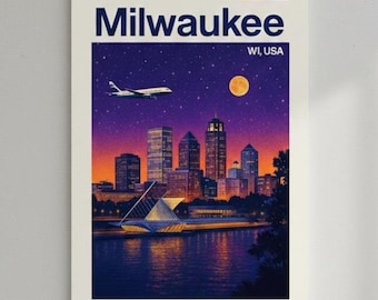 Milwaukee Skyline Night Poster | Matte Vertical Poster