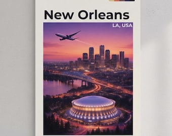 New Orleans Skyline Poster Matte Vertical Travel Print | LA USA Cityscape