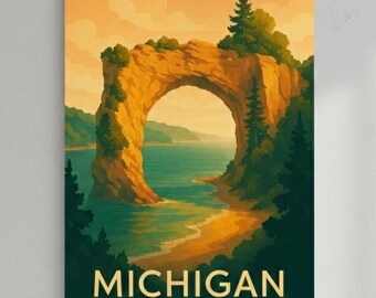 Michigan Landscape Poster | Scenic Arch Rock Matte Vertical Poster