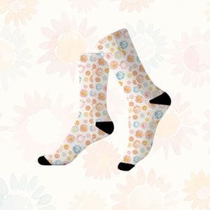 Sunshine Crew Socks | Watercolor Suns Socks | All Over Print Socks | Unisex Socks