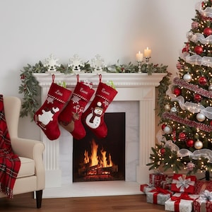 Custom Holiday Stockings – Candy Cane Character Design, Embroidered Name