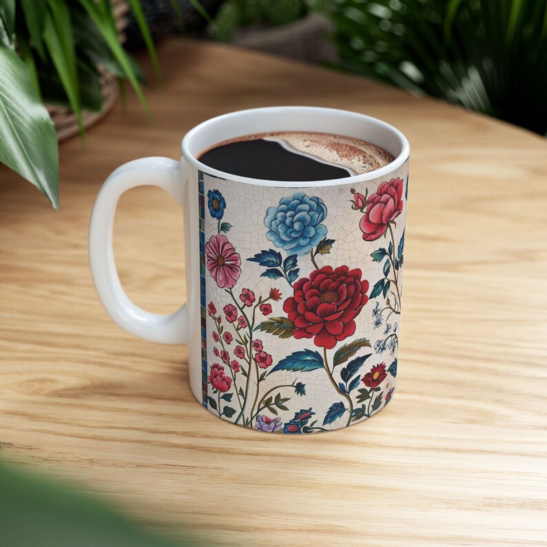 Ottoman Art Style, Iznik Tiles Inspired, Red and Blue Flowers, Floral ...