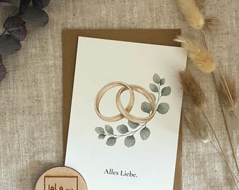 Tarjeta de boda con sobre | Tarjeta de felicitación de boda | Tarjeta de felicitación moderna A6 | Varios diseños