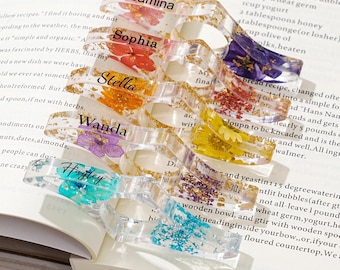 Personalized Floral Resin Thumb Book Page Holder, Custom Page Spreaders, Handmade Gift for Book Lover, Anniversary Christmas Gift For Her