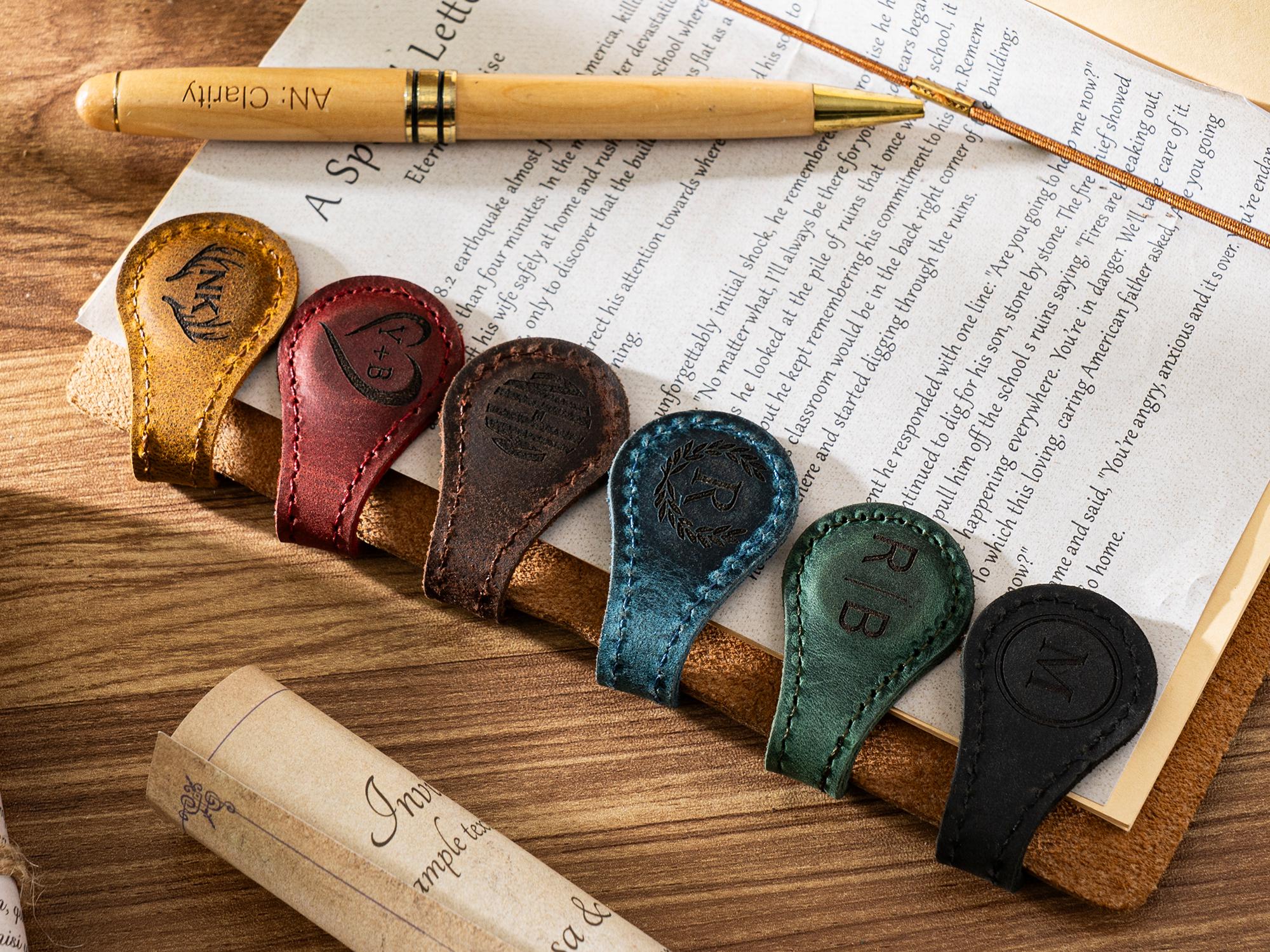 Personalized Leather Magnetic Bookmark, Custom Name Leather Bookmark, Handmade Bookmark, Birthday Party Gift for Her, Christmas Gift for Him
