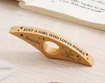 Porte-page personnalisé en bois, porte-page personnalisé pour le livre, porte-pouce de lecture, cadeau pour amoureux des livres, cadeau d'anniversaire pour elle
