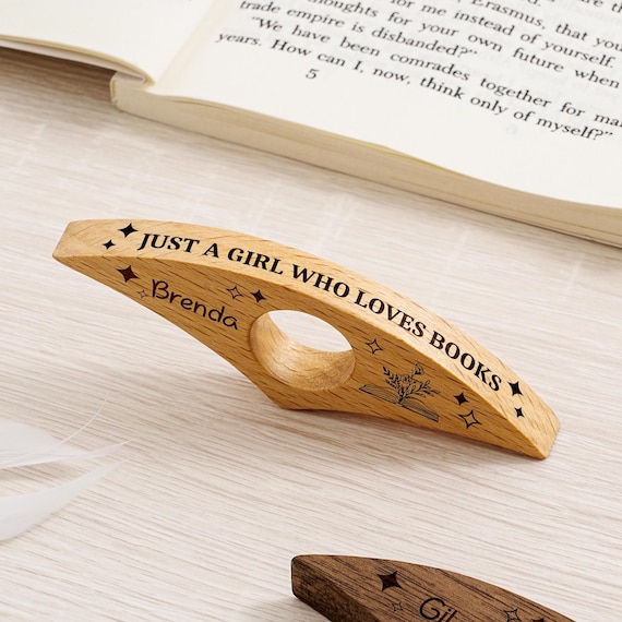 Personalized Wood Book Page Holder, Custom Thumb Book Page Holder, Reading Thumb Holder, Book Lover Gift, Anniversary Birthday Gift for Her