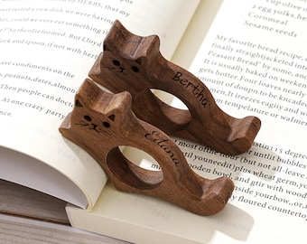 Portapáginas de madera personalizado, regalo de cumpleaños para amantes de los libros, portapáginas con nombre personalizado, portapáginas con flor de nacimiento, regalo de Navidad para ella