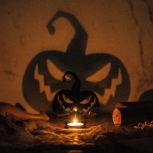 ハロウィン ティーライト ホルダー、ハロウィン パーティー デコレーション、影の不気味な季節のデコレーション ライト、ハロウィン ギフト アイデア、不気味なゴースト シャドウ キャンドル