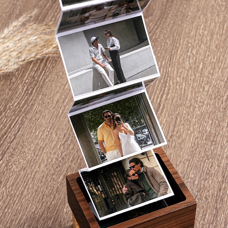 Photo Collection Gifts Personalized Wood Photo Box, Anniversary Keepsake Gift for Her, Pull ...