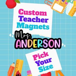 Teacher Name,Magnet Custom teacher magnet,classroom magnet,gift Teacher, Personalized whiteboard Custom Teacher Name Magnet Retro Mrs Miss