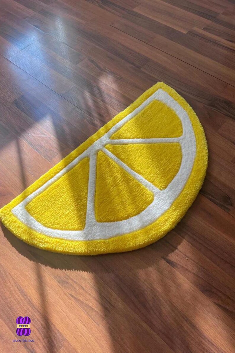 Yellow Lemon Tufted Rug ,custom Rug, Bedroom Rug, Handmade Rug, Custom ...