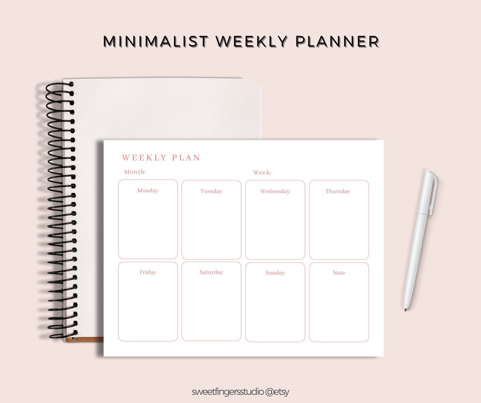 Instant Download, Weekly Planner, Office Planner Printable Landscape ...