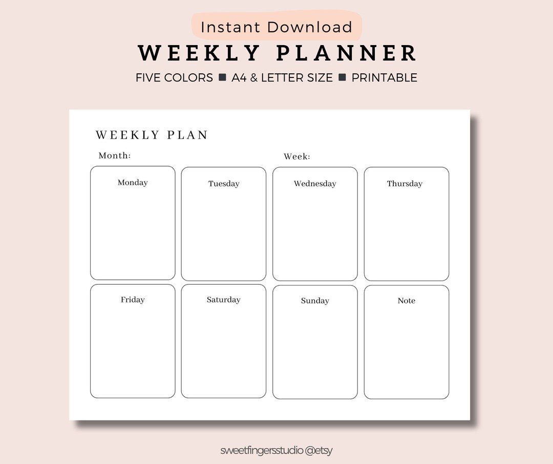 Instant Download, Weekly Planner, Office Planner Printable Landscape ...