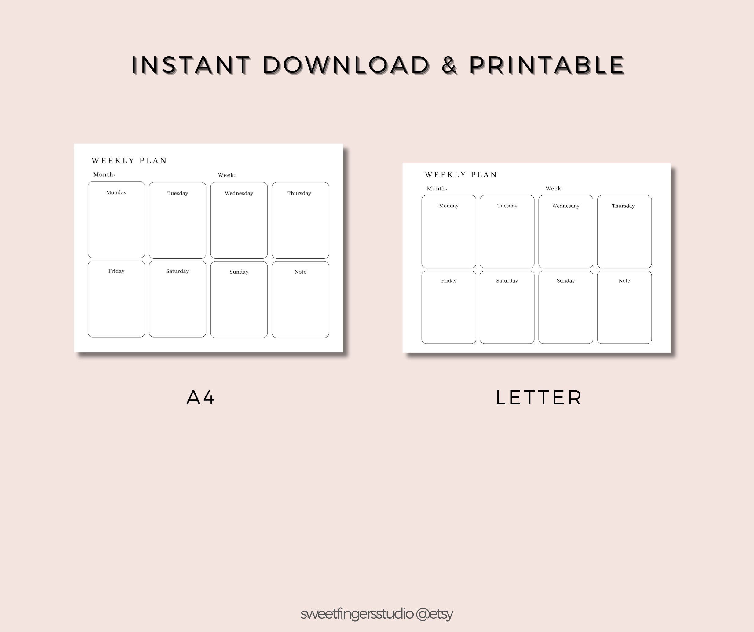 Instant Download, Weekly Planner, Office Planner Printable Landscape ...