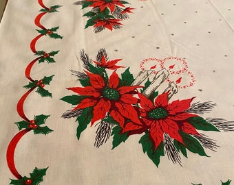 VTG Holiday Tablecloth with Poinsettias