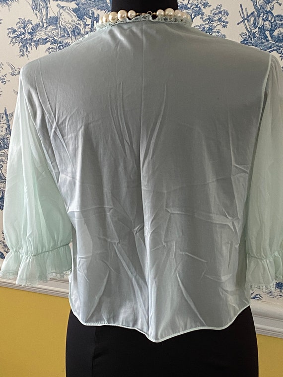 VTG Bed Jacket Pale Mint Green - image 3